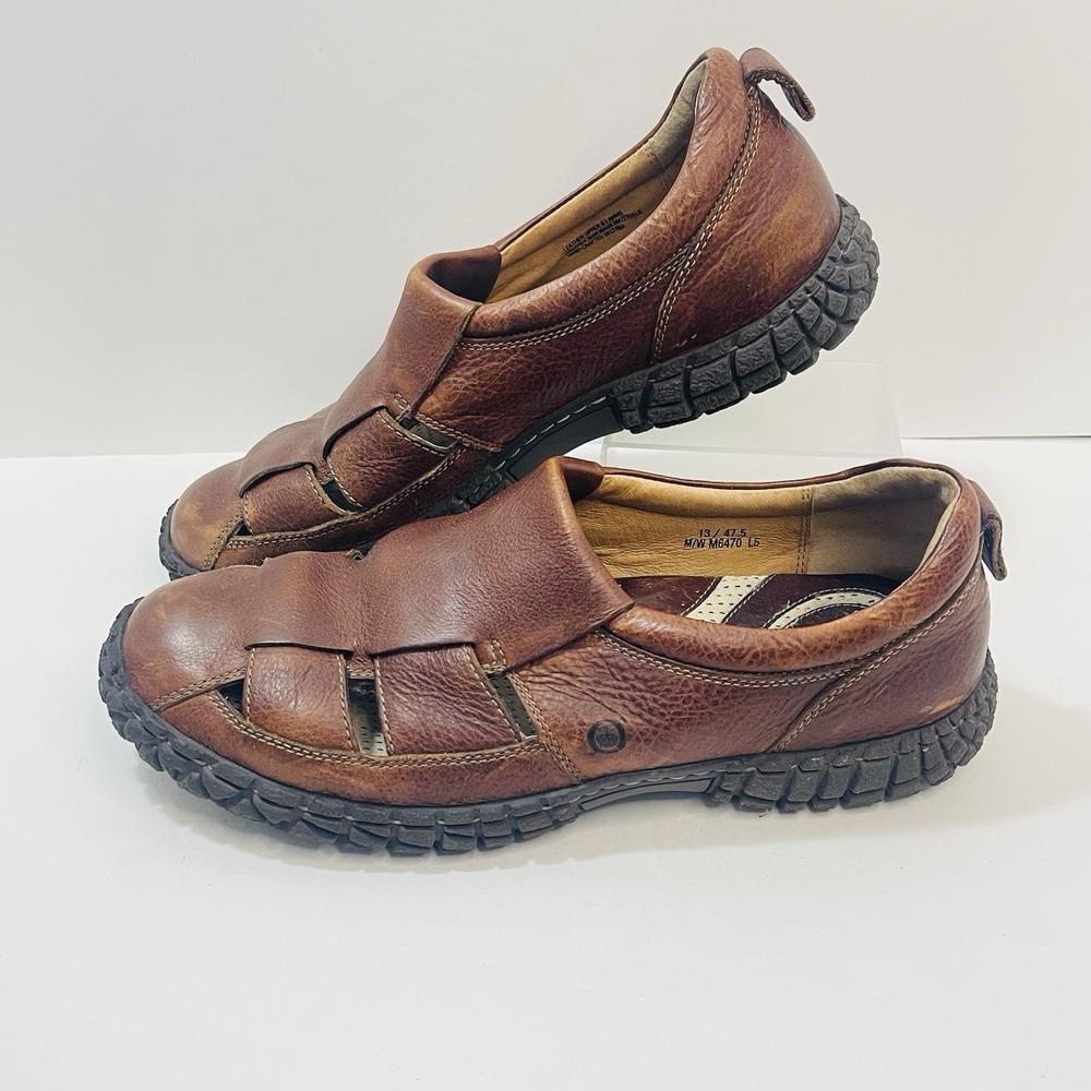 Born Brown Leather Fisherman Sandals Closed Toe Size 13 Men's‎